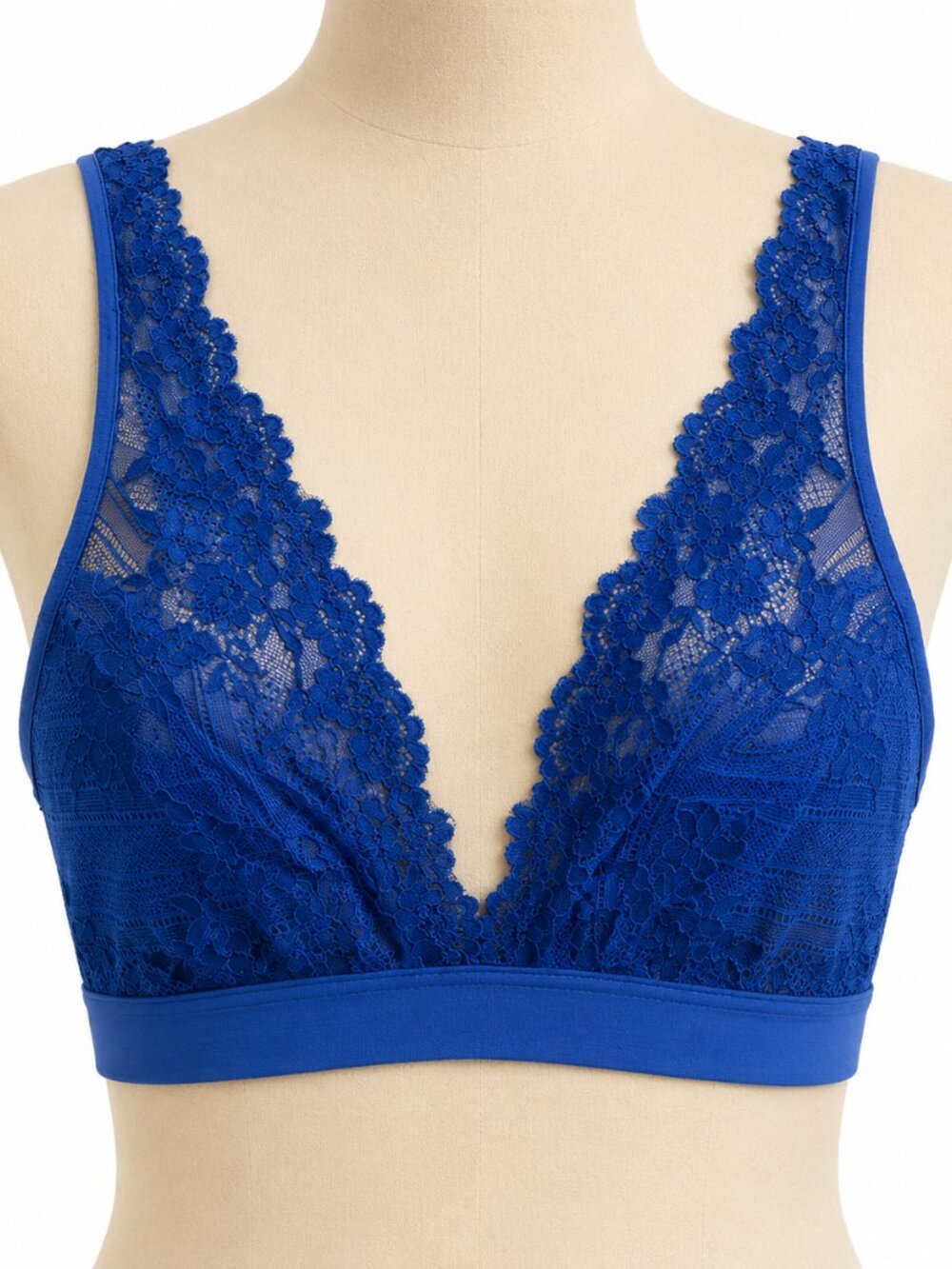 Wacoal Royal Blue, Lace Trim, Deep Plunge, Bralette- 34 - Picture 1 of 9